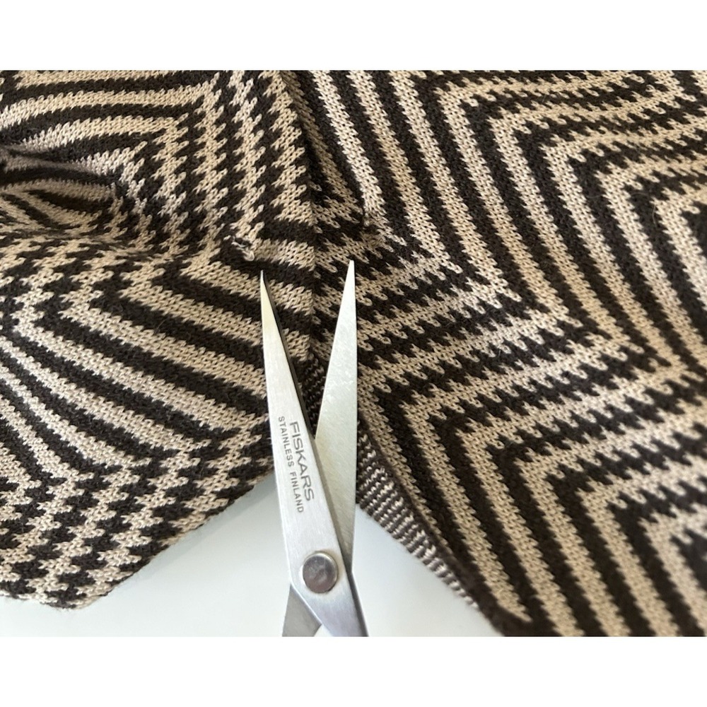 CELINE Paris Wool Skirt & Scarf Size 42 10 Herringbone Brown Made in France VGUC - Picture 15 of 15